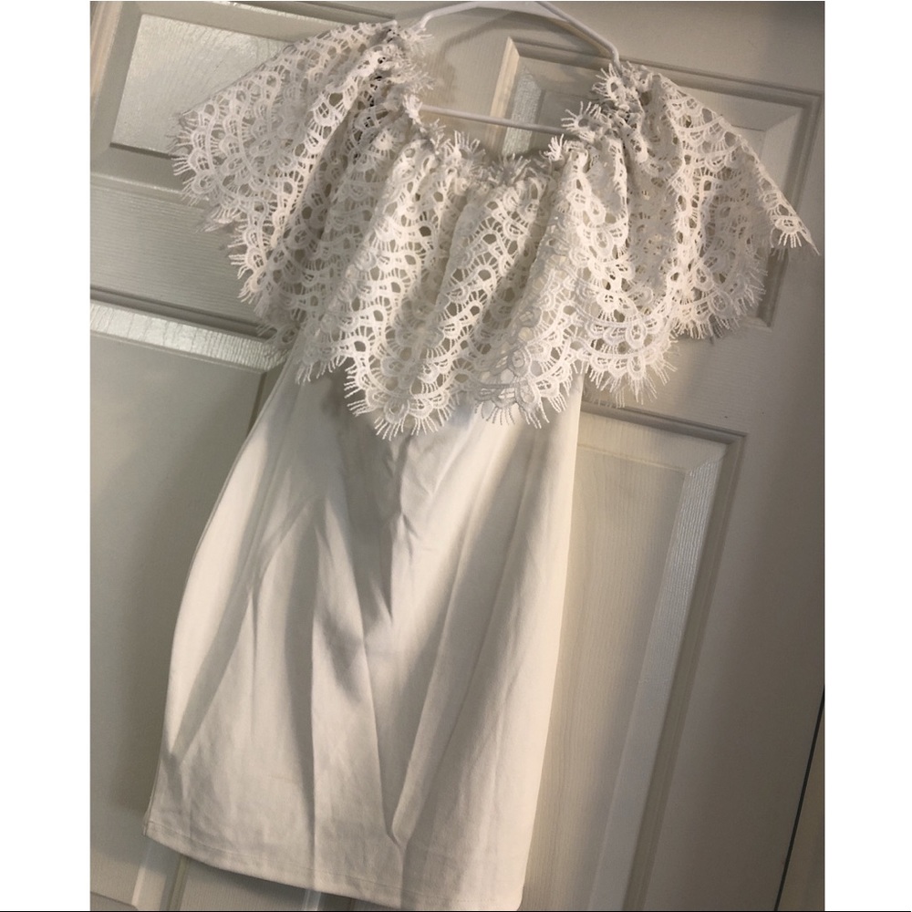 Ivory Off Shoulder Knit Dress